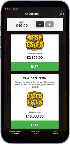 Bonus Buy Menü