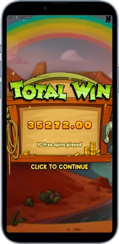 Le Cowboy Total Win nach Freispiele Runde